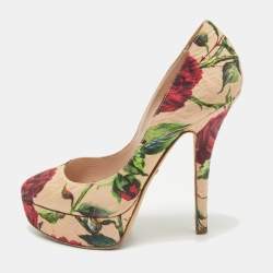 Dolce & Gabbana Multicolor Brocade Fabric Platform Pumps Size 37