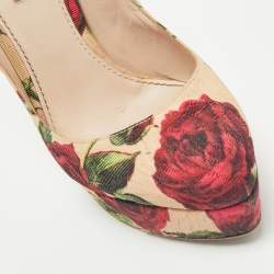 Dolce & Gabbana Multicolor Brocade Fabric Platform Pumps Size 37
