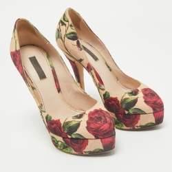 Dolce & Gabbana Multicolor Brocade Fabric Platform Pumps Size 37