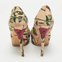 Dolce & Gabbana Multicolor Brocade Fabric Platform Pumps Size 37