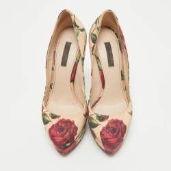 Dolce & Gabbana Multicolor Brocade Fabric Platform Pumps Size 37