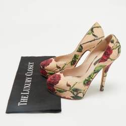 Dolce & Gabbana Multicolor Brocade Fabric Platform Pumps Size 37