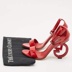 Dolce & Gabbana Red Patent Leather Keira DG Sandals Size 37