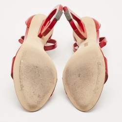 Dolce & Gabbana Red Patent Leather Keira DG Sandals Size 37