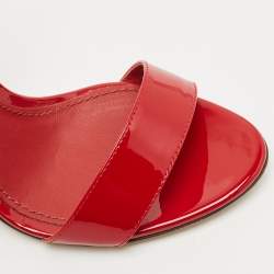 Dolce & Gabbana Red Patent Leather Keira DG Sandals Size 37