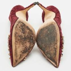 مملوكة مسبقًا Dolce & Gabbana Burgundy Lace Jewel Embellished Pumps Size 40