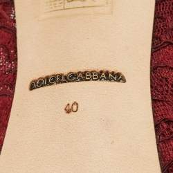 مملوكة مسبقًا Dolce & Gabbana Burgundy Lace Jewel Embellished Pumps Size 40