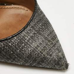 Pre Owned Dolce & Gabbana Black Raffia Pom Pom Detail Tie Up Pumps Size 37