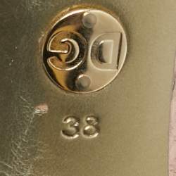 Pre Owned Dolce & Gabbana Rose Gold Python Embossed Leather Bow Peep Toe Pumps Size 38