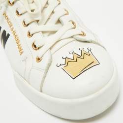Dolce & Gabbana White Leather Portofino Low Top Sneakers Size 37