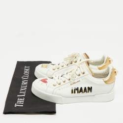 Dolce & Gabbana White Leather Portofino Low Top Sneakers Size 37