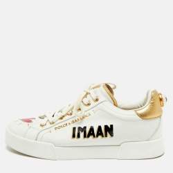 Dolce & Gabbana White Leather Portofino Low Top Sneakers Size 37