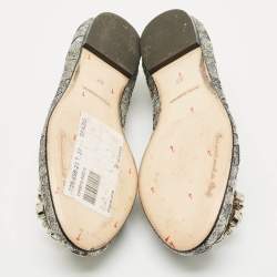 Dolce & Gabbana Silver Lace Crystal Embellished Taormina Ballet Flats Size 37