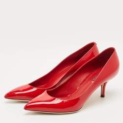 Dolce & Gabbana Red Patent Leather Pointed Toe Pumps Size 38