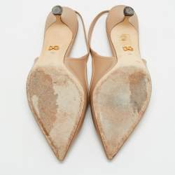 Dolce & Gabbana Beige Leather DG Amore Logo Embellished Slingback Sandals Size 39.5