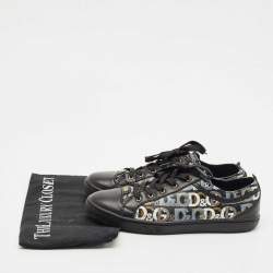 Pre Owned D&G Black Leather Lace Up Sneakers Size 37