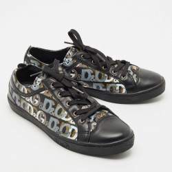 Pre Owned D&G Black Leather Lace Up Sneakers Size 37