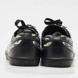 Pre Owned D&G Black Leather Lace Up Sneakers Size 37