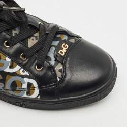 Pre Owned D&G Black Leather Lace Up Sneakers Size 37