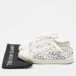 Pre Owned D & G White Leather D&G Allover Low Top Sneakers Size 37