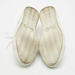 Pre Owned D & G White Leather D&G Allover Low Top Sneakers Size 37