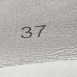 Pre Owned D & G White Leather D&G Allover Low Top Sneakers Size 37