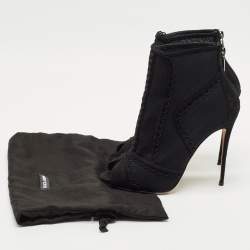 Pre Owned Dolce & Gabbana Black Mesh and Suede Trim Peep Toe Booties Size 40