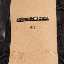 Pre Owned Dolce & Gabbana Black Mesh and Suede Trim Peep Toe Booties Size 40