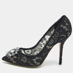 Dolce & Gabbana Black Lace and Mesh Bellucci Pumps Size 41