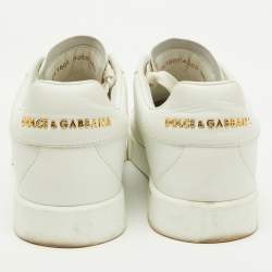 Pre Owned Dolce & Gabbana White Leather Portofino Low Top Sneakers Size 38.5