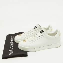 Pre Owned Dolce & Gabbana White Leather Portofino Low Top Sneakers Size 38.5