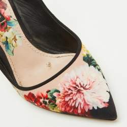 Pre Owned Dolce & Gabbana Multicolor Floral Print Fabric Crystal Embellished Slingback Pumps Size 36