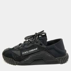 Dolce & Gabbana Black Lace And Nylon Ns1 Low Top Sneakers Size 37