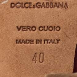 Pre Owned Dolce & Gabbana Burgundy Leather Block Heel Loafer Pumps Size 40