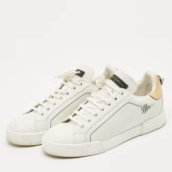 Pre Owned Dolce & Gabbana White Leather Portofino Low Top Sneakers Size 38.5