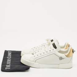 Pre Owned Dolce & Gabbana White Leather Portofino Low Top Sneakers Size 38.5