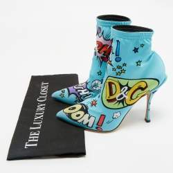 مملوكة مسبقًا Dolce & Gabbana Multicolor Stretch Fabric Comic Book Sock Boots Size 38