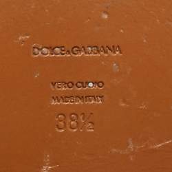 Pre Owned Dolce & Gabbana Black Lizard Embossed Leather Embellished Thong Flats Size 38.5