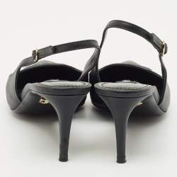 Pre Owned Dolce & Gabbana Black DG Logo Embossed Leather Pumps Size 39