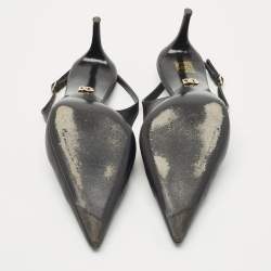 Pre Owned Dolce & Gabbana Black DG Logo Embossed Leather Pumps Size 39