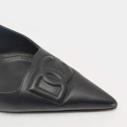 Pre Owned Dolce & Gabbana Black DG Logo Embossed Leather Pumps Size 39