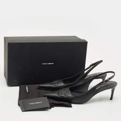 Pre Owned Dolce & Gabbana Black DG Logo Embossed Leather Pumps Size 39