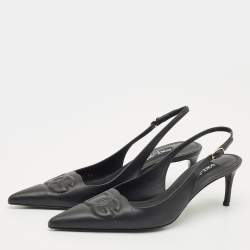 Pre Owned Dolce & Gabbana Black DG Logo Embossed Leather Pumps Size 39