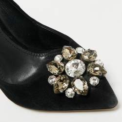 Pre Owned Dolce & Gabbana Black Suede Crystal Embellished Bellucci  Pumps Size 39