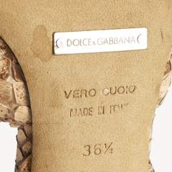 Pre Owned Dolce & Gabbana Brown Python Leather Ankle Strap Sandals Size 36.5