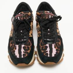 Pre Owned Dolce & Gabbana Multicolor Suede and Leopard Print Fabric Low Top Sneakers Size 39