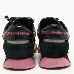Pre Owned Dolce & Gabbana Multicolor Suede and Leopard Print Fabric Low Top Sneakers Size 39