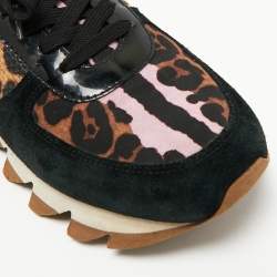 Pre Owned Dolce & Gabbana Multicolor Suede and Leopard Print Fabric Low Top Sneakers Size 39