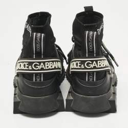 Pre Owned Dolce & Gabbana Black Suede and Leather Sorrento High Top Sneakers Size 38