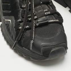 Pre Owned Dolce & Gabbana Black Suede and Leather Sorrento High Top Sneakers Size 38